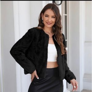 Shein Open Front Fuzzy Coat